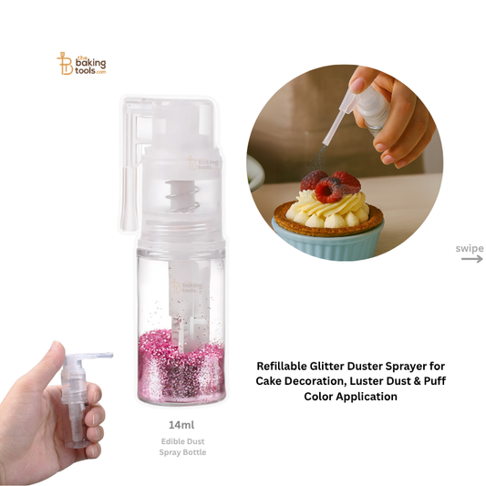 Refillable Glitter Duster Sprayer for Cake Decoration, Luster Dust & Puff Color Application _The Baking Toola