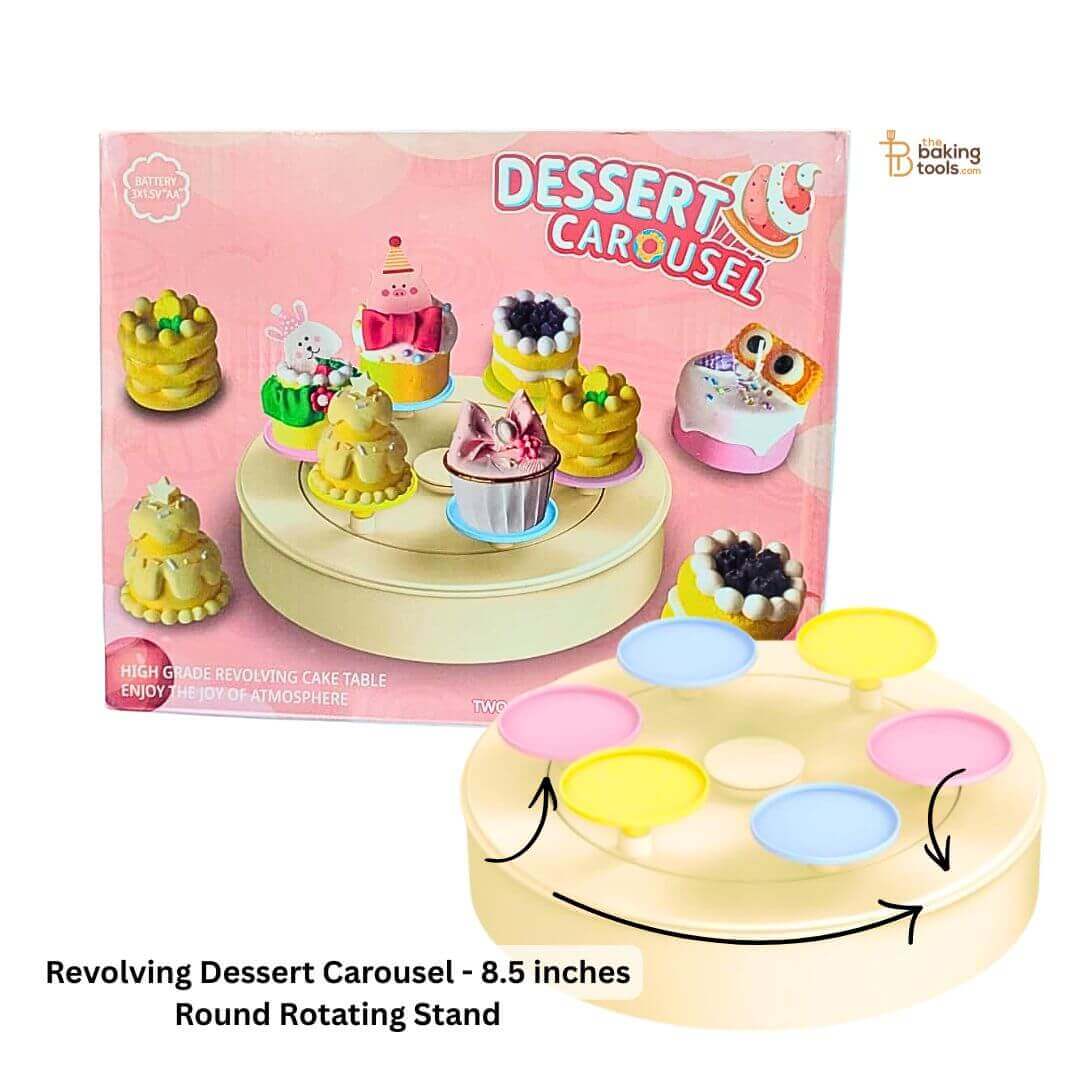 Revolving Dessert Carousel - 8.5 inches Round Rotating Stand