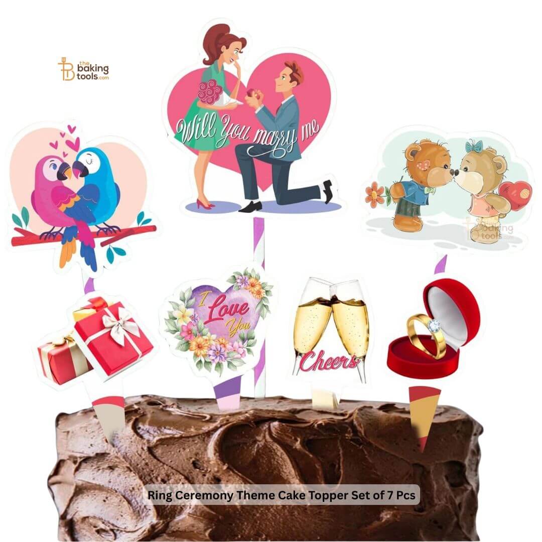 Ring Ceremony Theme Cake Topper Set of 7 Pcs