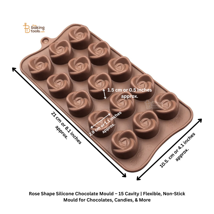 Rose Shape Silicone Chocolate Mould – 15 Cavity | Flexible, Non-Stick Mould for Chocolates, Candies, & More
