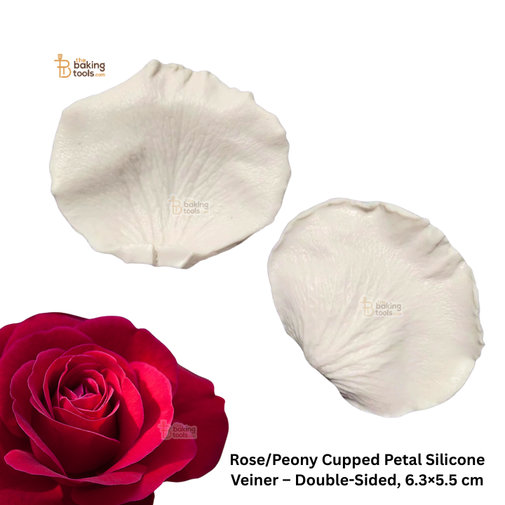 Rose Cupped Petal Silicone Veiner – Double-Sided, 6.3×5.5 cm | #805