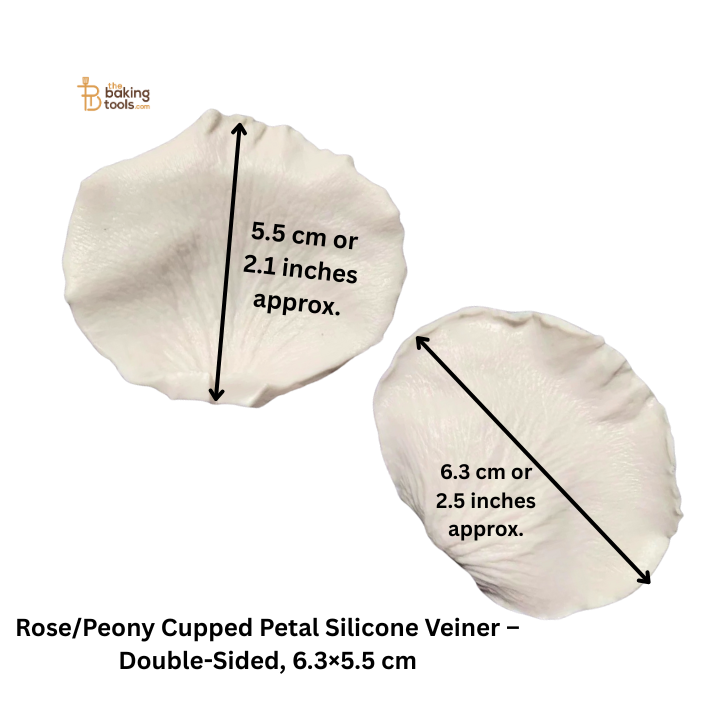 Rose Cupped Petal Silicone Veiner – Double-Sided, 6.3×5.5 cm | #805