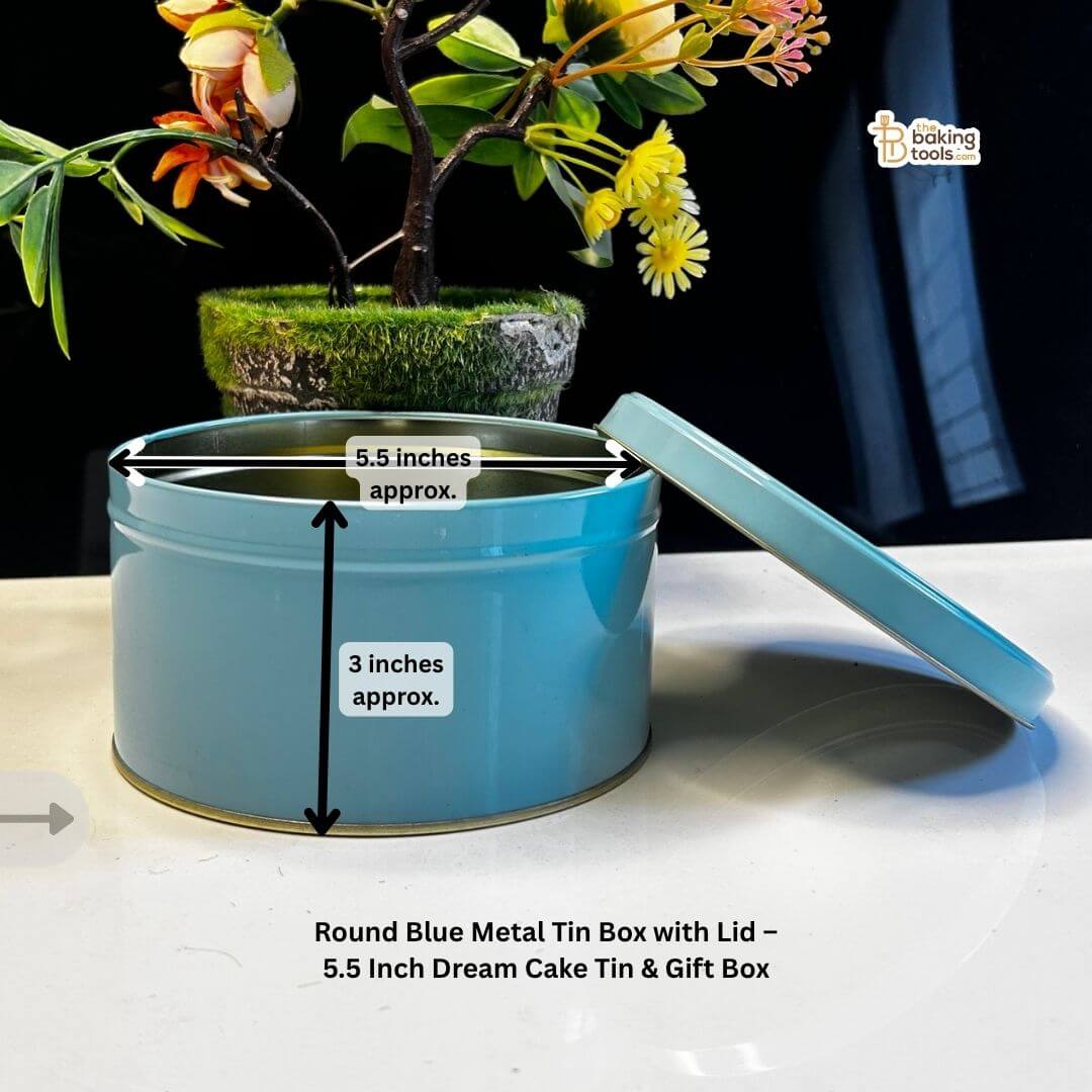 Round Blue Metal Cookie Tin, Dream Cake Tin with Lid – 5.5 Inch, 80-Pieces (NO COD) (NO Damage Claim)
