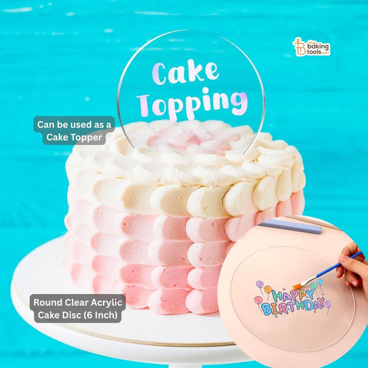 Round Clear Acrylic Cake Disc (15 cm / 6 Inch) – 2 mm Transparent Acrylic Plate with 5 Holes can be used as topper