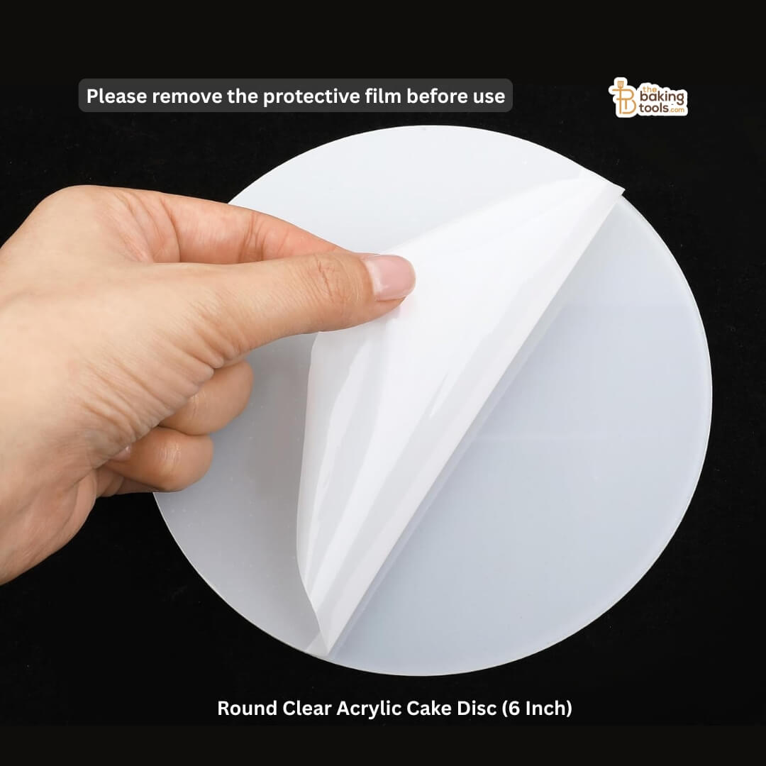 Round Clear Acrylic Cake Disc (15 cm / 6 Inch) – 2 mm Transparent Acrylic Plate with 5 Holes Remove the protective film before use