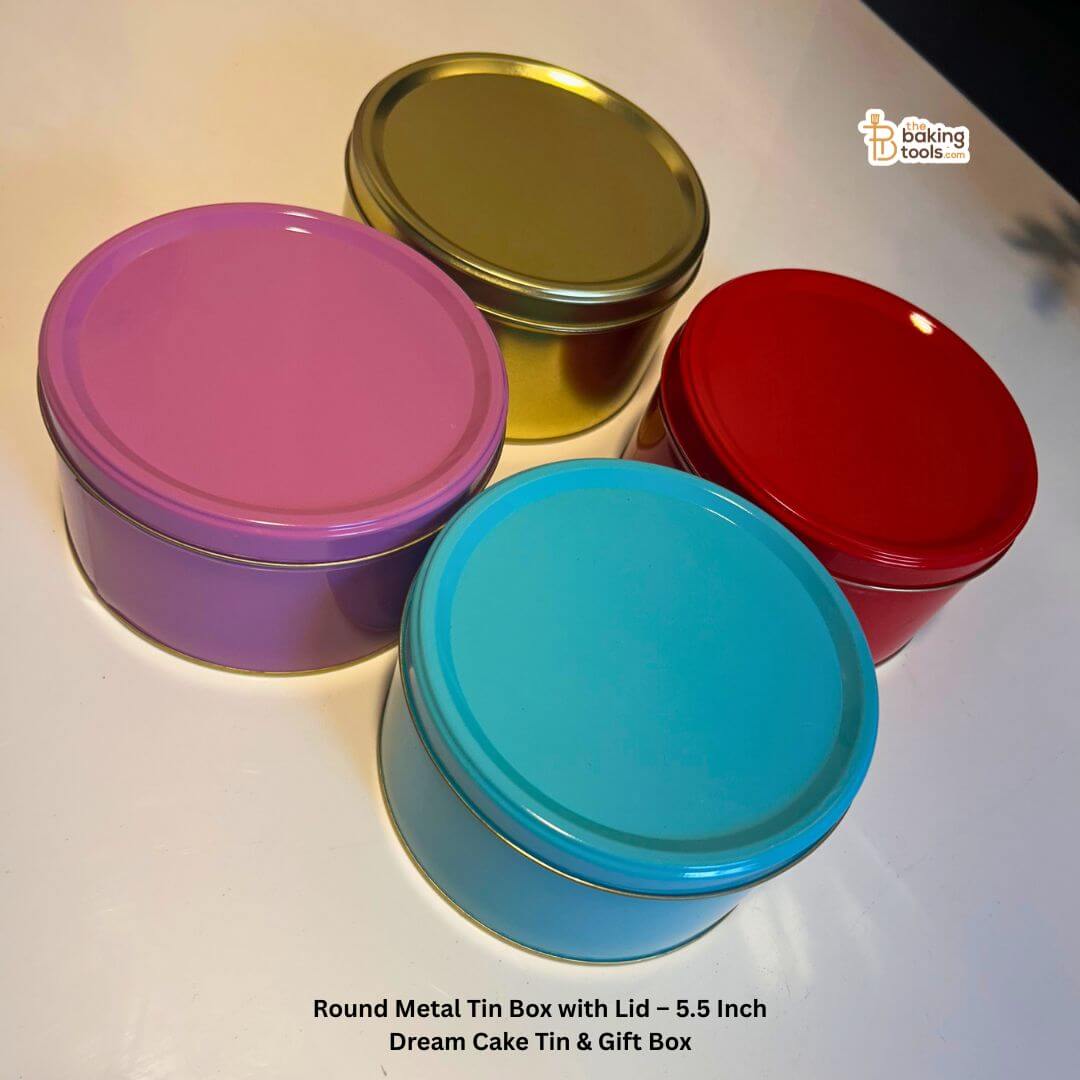 Round Red Metal Cookie Tin, Dream Cake Tin with Lid – 5.5 Inch, 80-Pieces (NO COD) (NO Damage Claim)