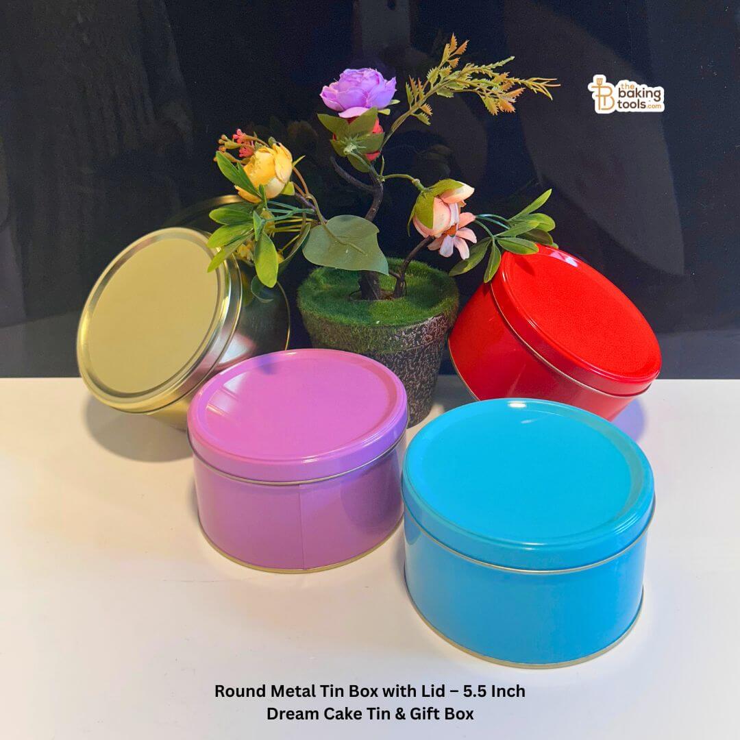 Round Red Metal Cookie Tin, Dream Cake Tin with Lid – 5.5 Inch, 80-Pieces (NO COD) (NO Damage Claim)