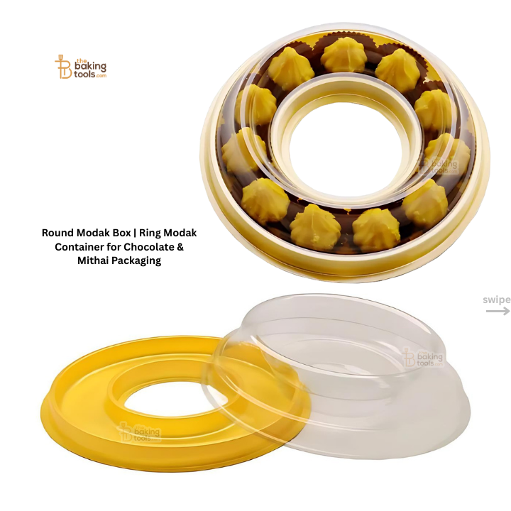 Round Modak Box | Ring Modak Container for Chocolate & Mithai Packaging (Pack of 10)