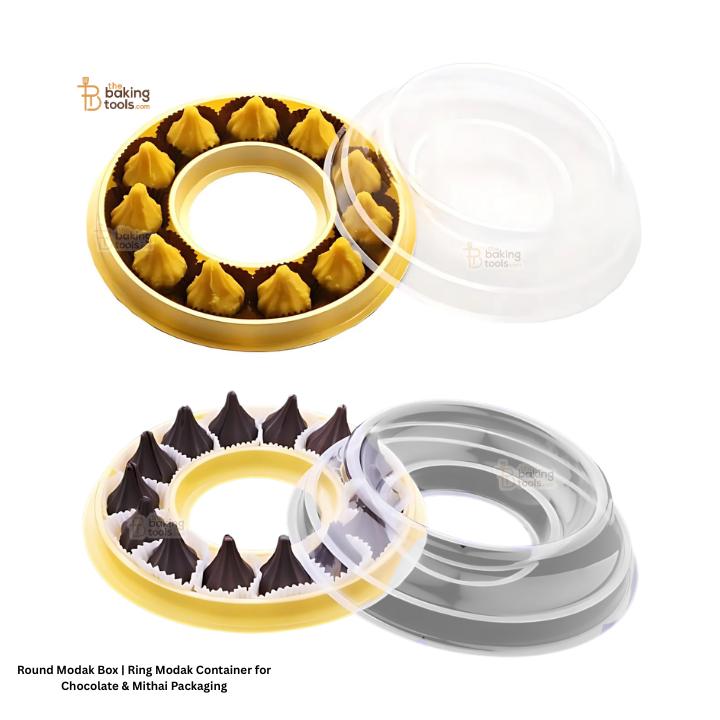 Round Modak Box | Ring Modak Container for Chocolate & Mithai Packaging (Pack of 10)