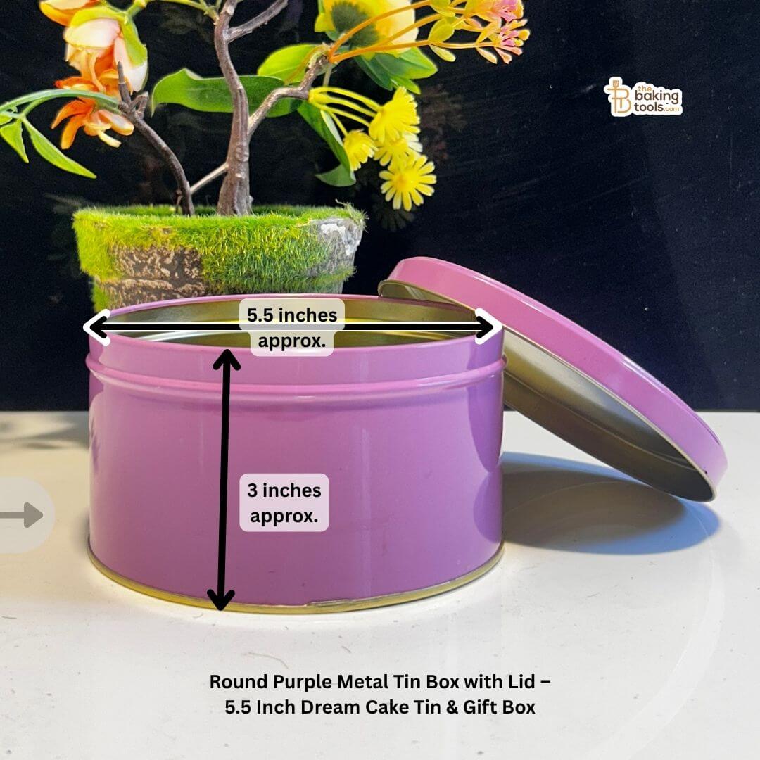Round Purple Metal Cookie Tin, Dream Cake Tin with Lid – 5.5 Inch, 80-Pieces (NO COD) (NO Damage Claim)