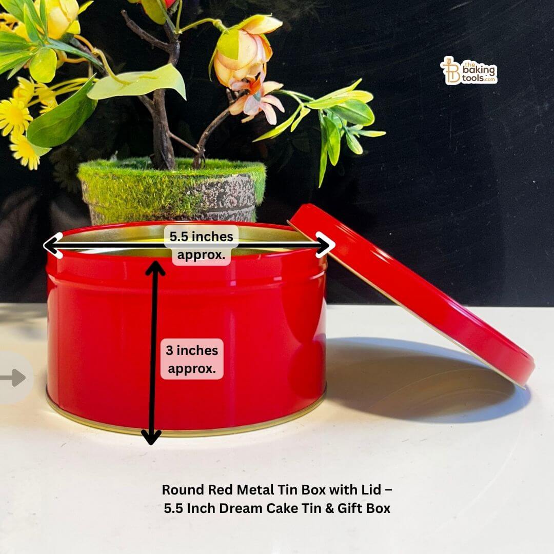 Round Red Metal Cookie Tin, Dream Cake Tin with Lid – 5.5 Inch, 80-Pieces (NO COD) (NO Damage Claim)