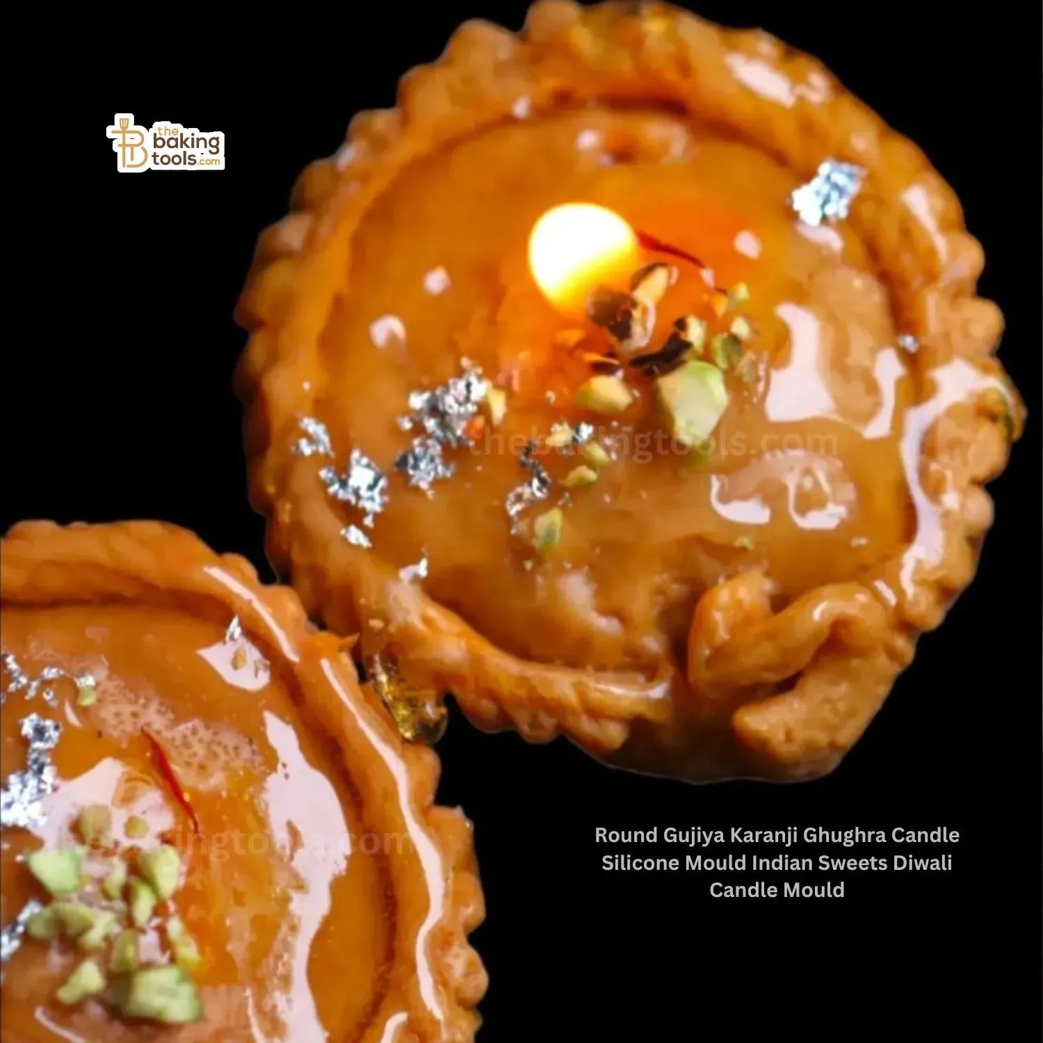 Round Gujiya Karanji Ghughra Candle Silicone Mould Indian Sweets Diwali Candle Mould HBY875 - thebakingtools.com