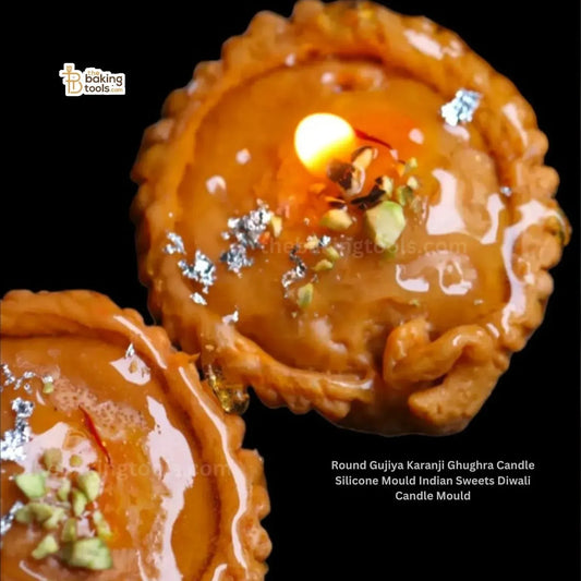Round Gujiya Karanji Ghughra Candle Silicone Mould Indian Sweets Diwali Candle Mould HBY875 - thebakingtools.com