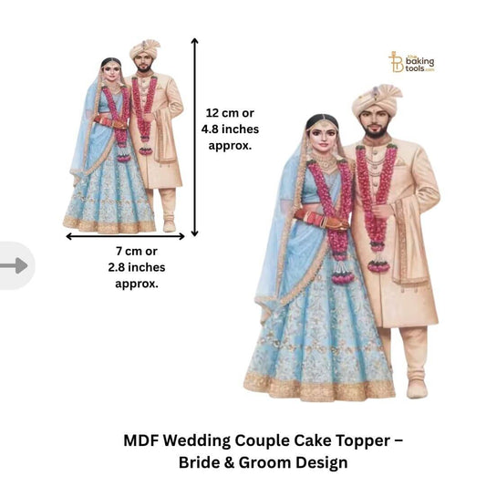 Royal Blue MDF Wedding Couple Cake Topper – Bride Groom Design The Baking Tools