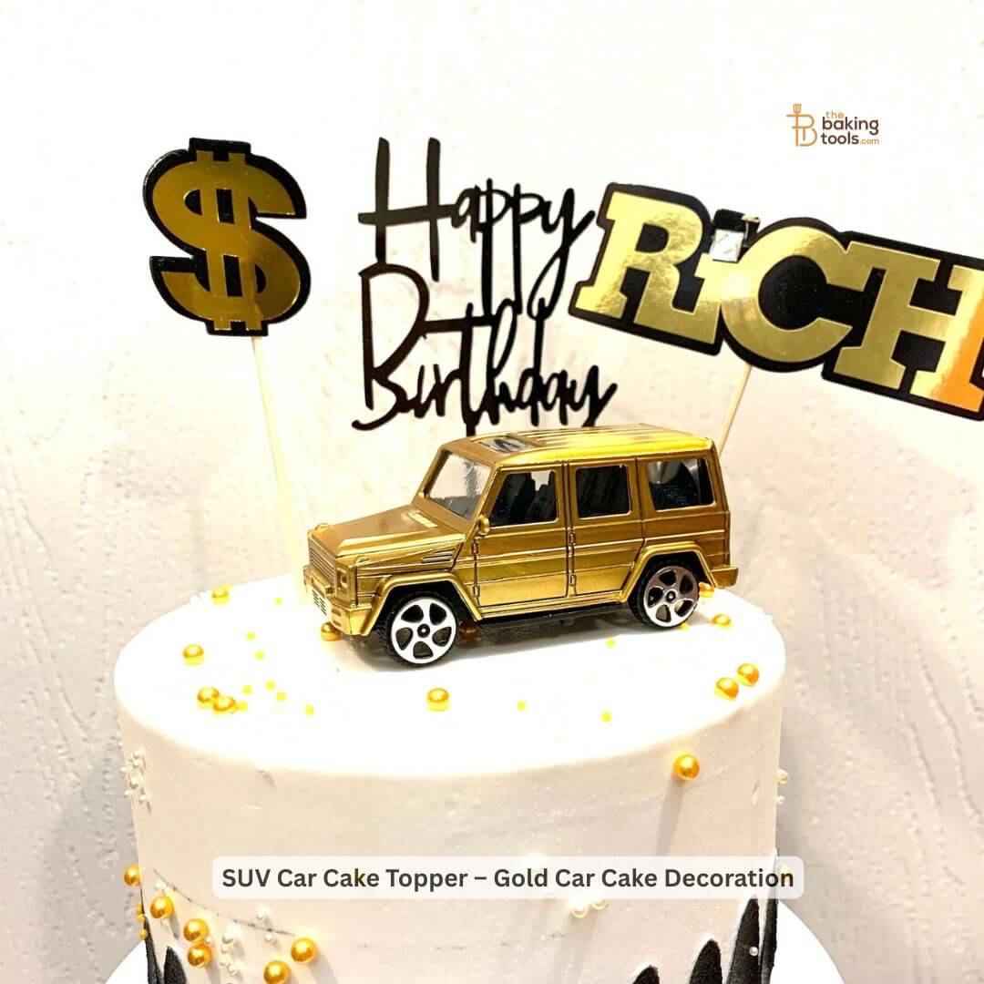 SUV Car Cake Topper – Gold Car Cake Decoration
