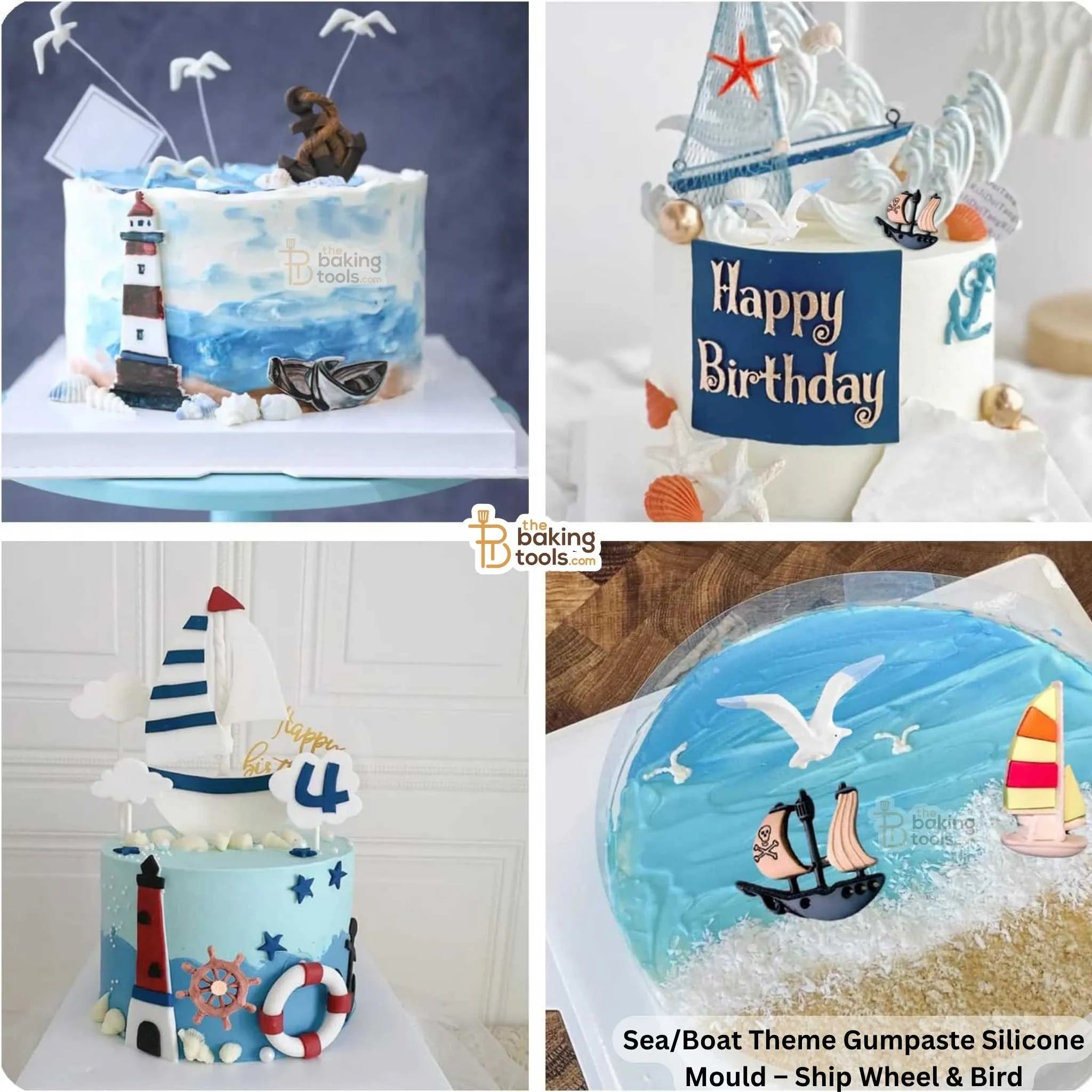 Sea/Boat Theme Gumpaste Silicone Mould – Ship Wheel & Bird