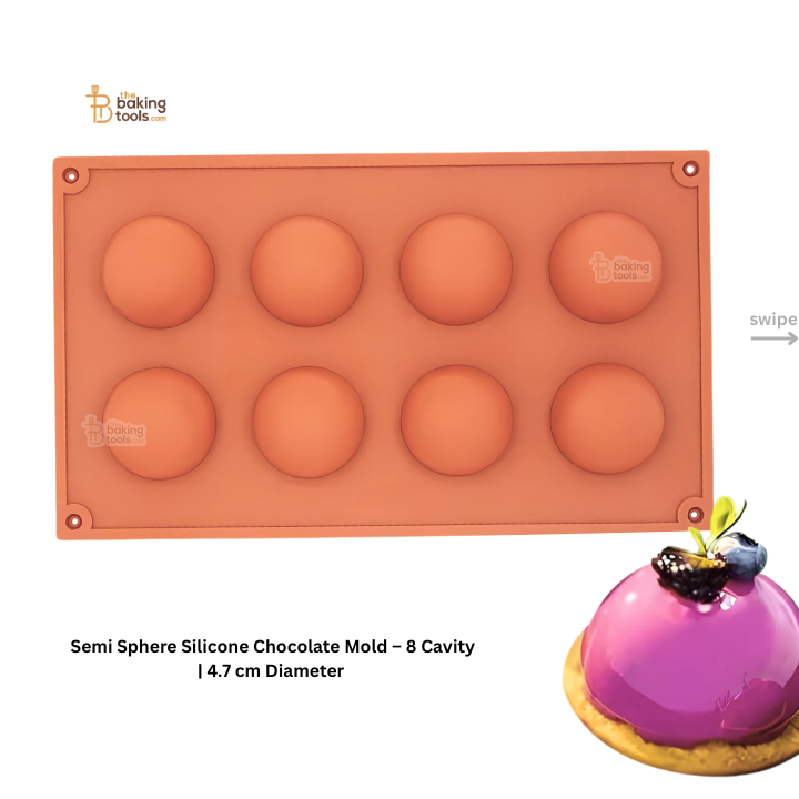 Semi Sphere Silicone Chocolate Mold – 8 Cavity | 4.7 cm Diameter | Half Ball Silicone Mould for Desserts, Cakes & Chocolates