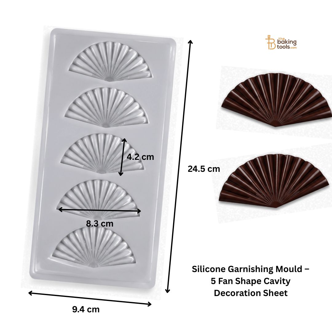 Silicone Garnishing Mould – 5 Fan Shape Cavity Decoration Sheet