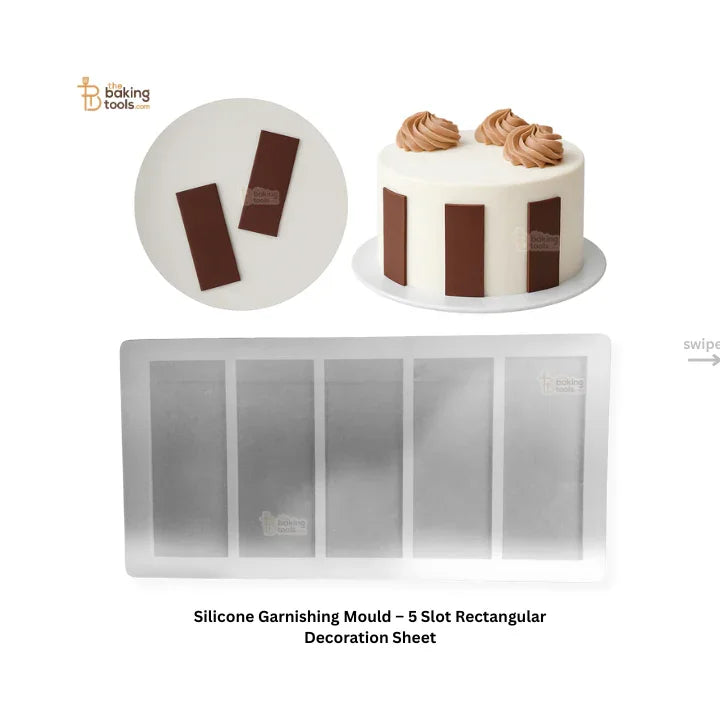 Silicone Garnishing Mould – 5 Slot Rectangular Decoration Sheet