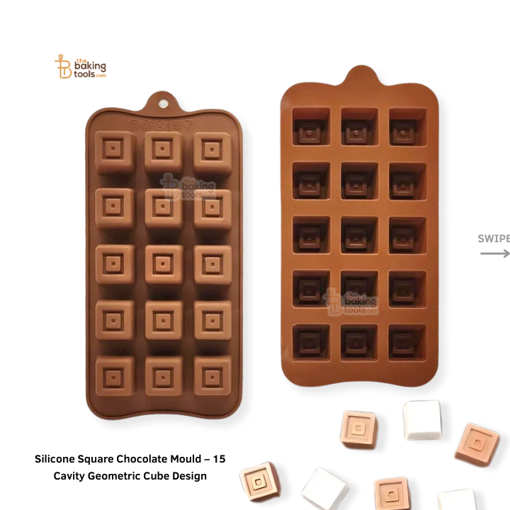 Silicone Square Chocolate Mould – 15 Cavity Geometric Cube Design