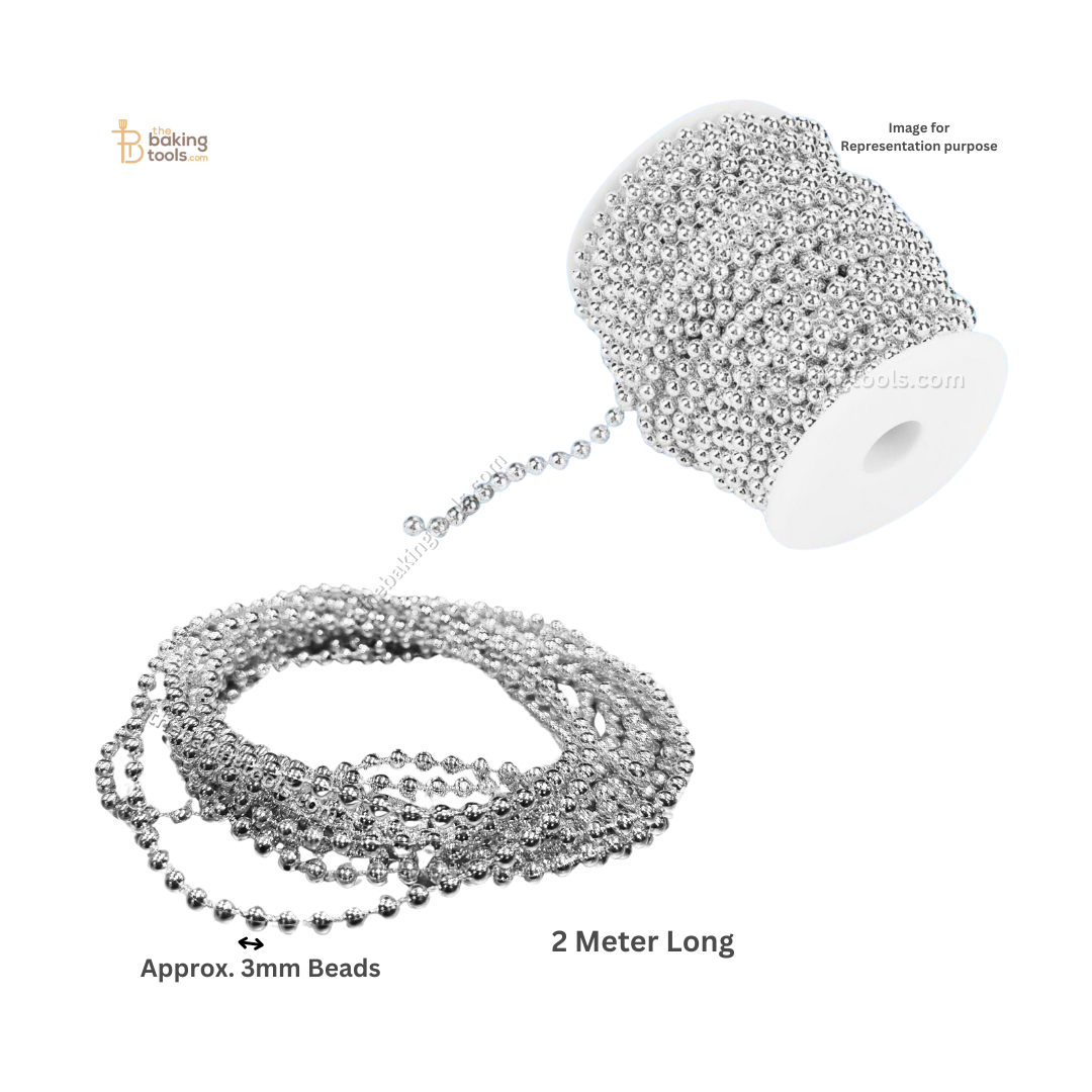 Silver Beads Pearl String - 2 meters | TheBakingTools.com