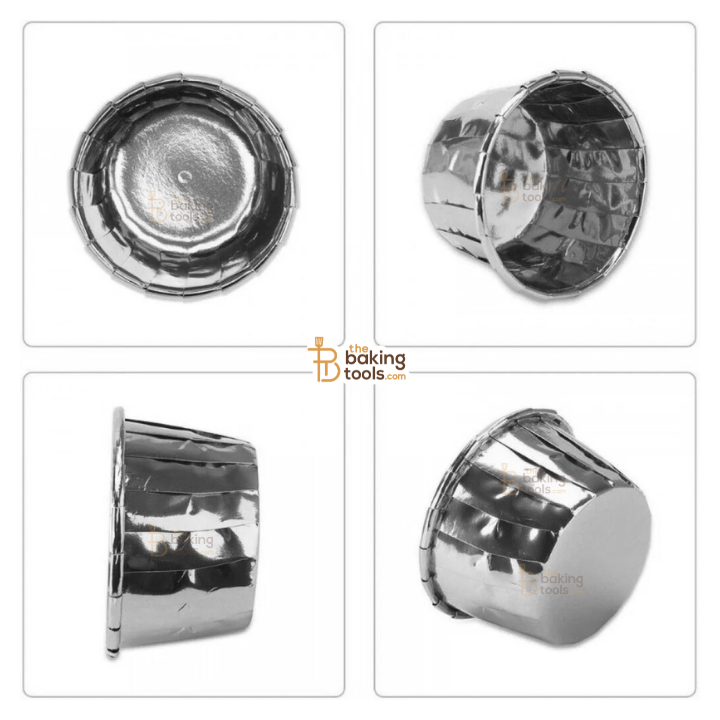 Silver Baking Cups – Direct Bakeable Cupcake Liners for Bake & Serve – Pack of 50