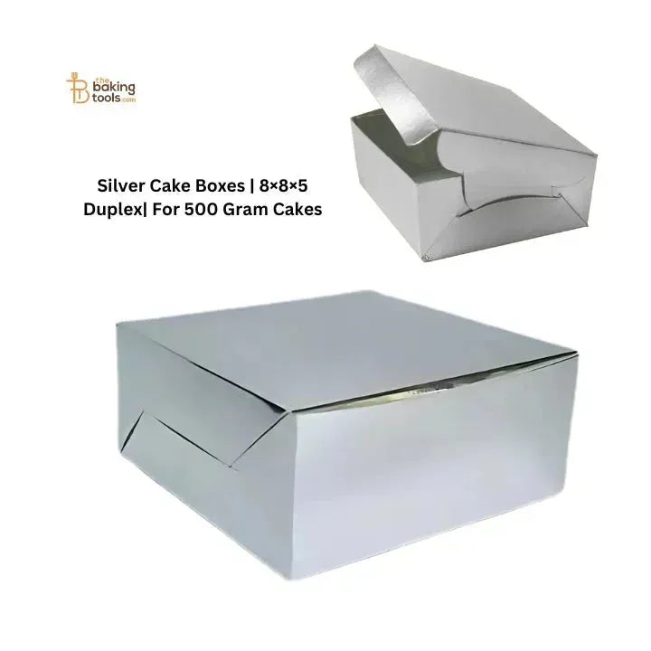 Silver Cake Boxes | 8×8×5 Duplex | For 500 Gram Cakes - thebakingtools.com