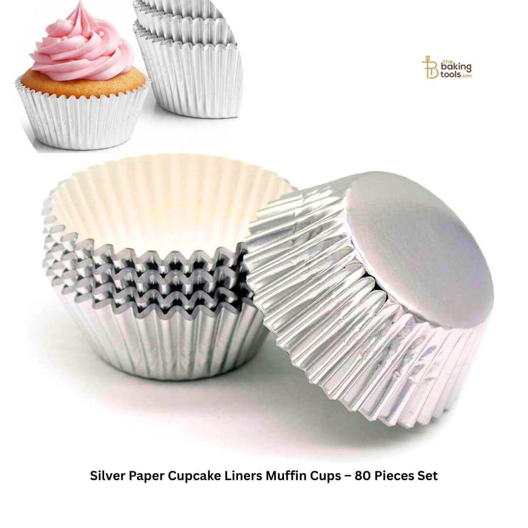 Silver Paper Cupcake Liners Muffin Cups – 80 Pieces Set
