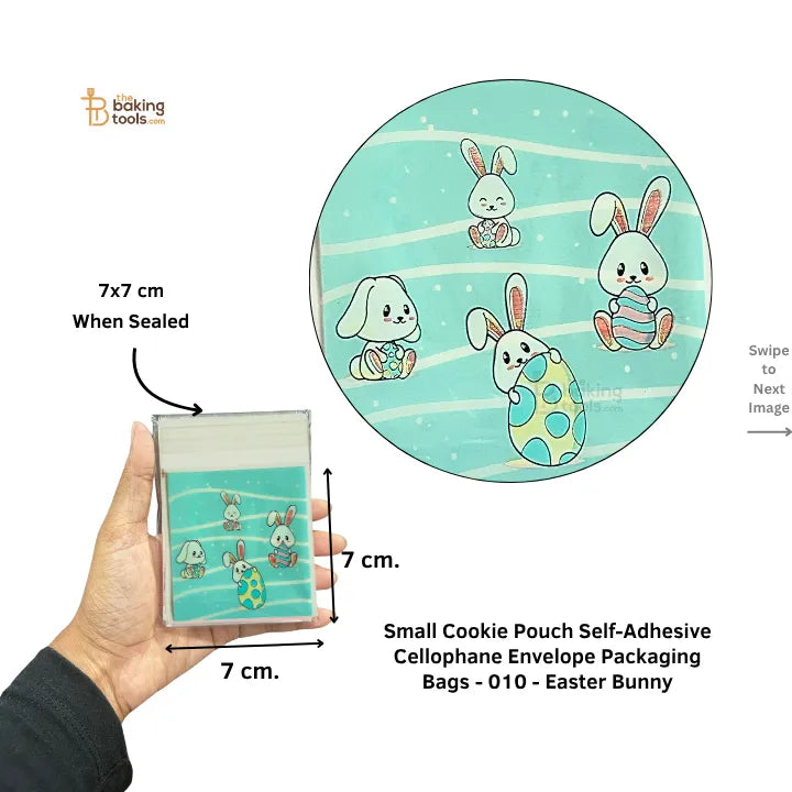 Small Cookie Pouch Self-Adhesive Cellophane Envelope Packaging Bags - 010 - Easter Bunny