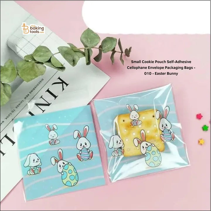 Small Cookie Pouch Self-Adhesive Cellophane Envelope Packaging Bags - 010 - Easter Bunny