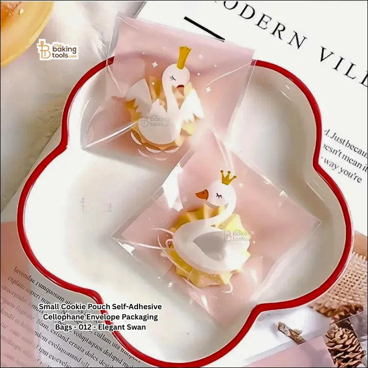 Small Cookie Pouch Self-Adhesive Cellophane Envelope Packaging Bags - 012 - Elegant Swan
