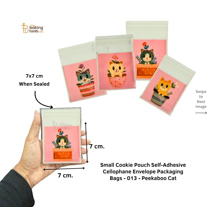 Small Cookie Pouch Self-Adhesive Cellophane Envelope Packaging Bags - 013 - Peekaboo Cat
