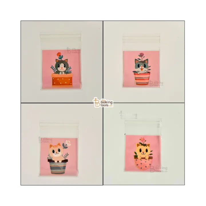 Small Cookie Pouch Self-Adhesive Cellophane Envelope Packaging Bags - 013 - Peekaboo Cat