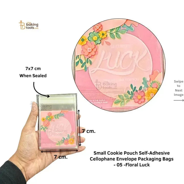 Small Cookie Pouch Self-Adhesive Cellophane Envelope Packaging Bags - 05 -Floral Luck - thebakingtools.com