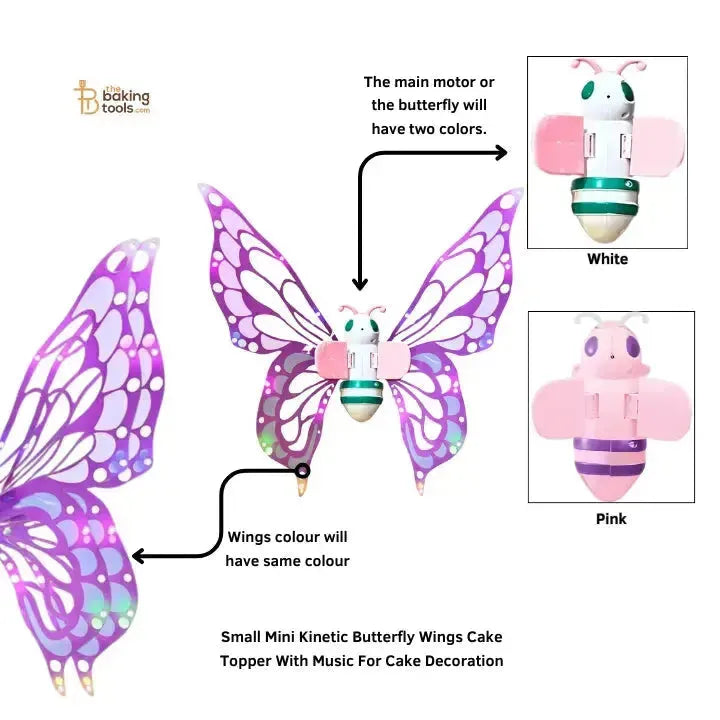 Small Mini Kinetic Butterfly Wings Cake Topper With Music For Cake Decoration - thebakingtools.com