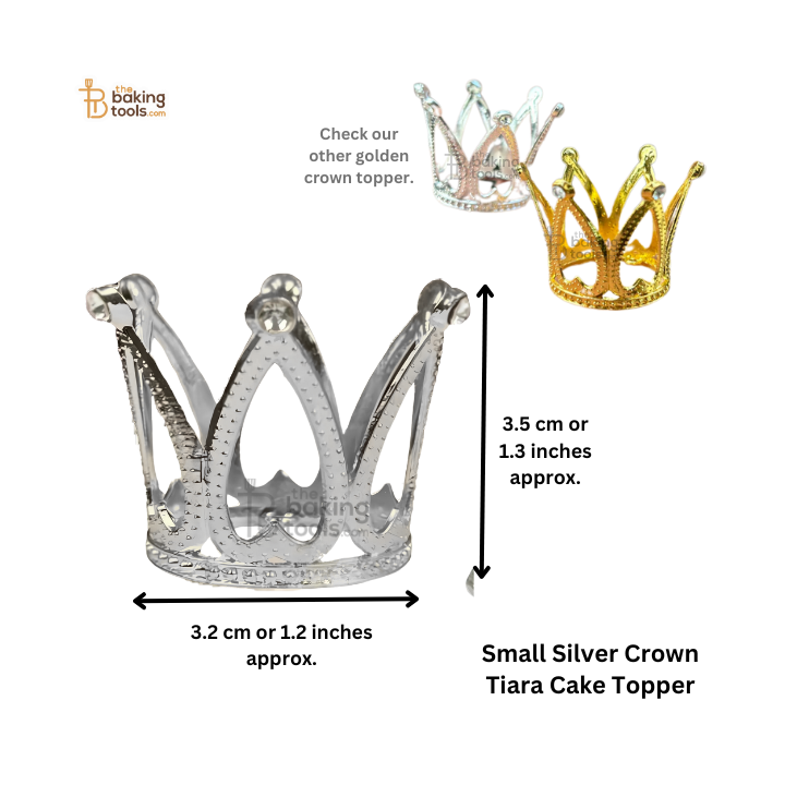 Small Mini Silver Crown Tiara Cake & Cupcake Topper - thebakingtools.com