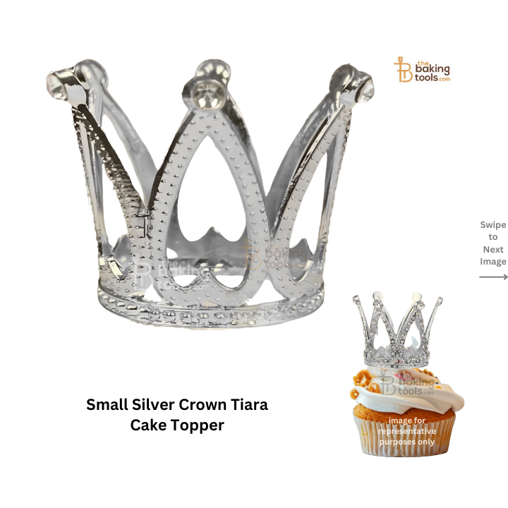 Small Mini Silver Crown Tiara Cake & Cupcake Topper - thebakingtools.com