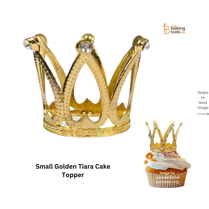 Small Mini Golden Crown Tiara Cake & Cupcake Topper - thebakingtools.com