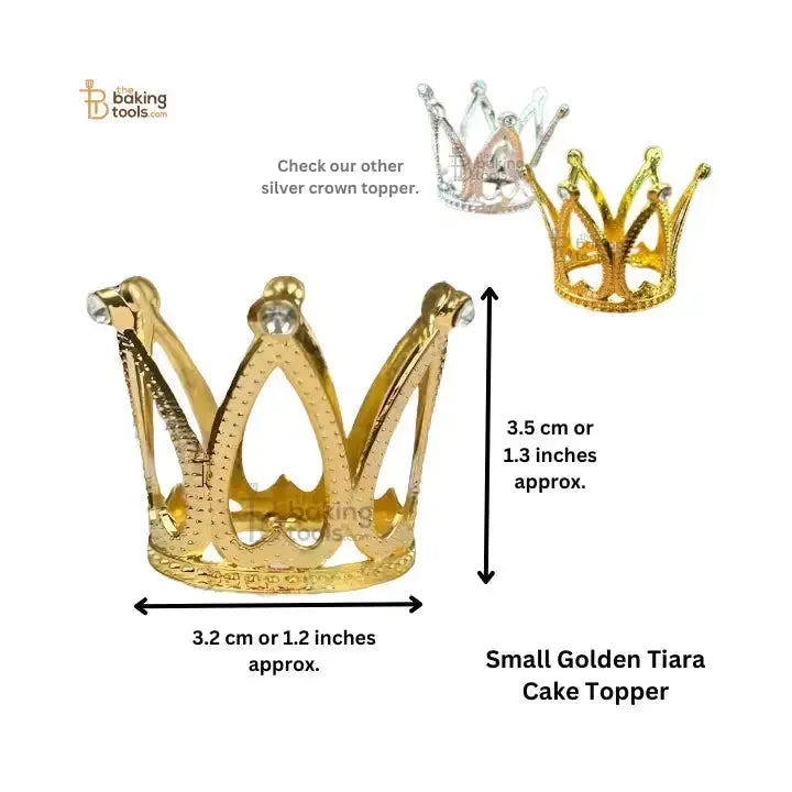 Small Mini Golden Crown Tiara Cake & Cupcake Topper - thebakingtools.com