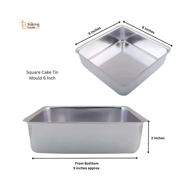 Square Cake Tin Mould 6 Inch (No Damage Claims)