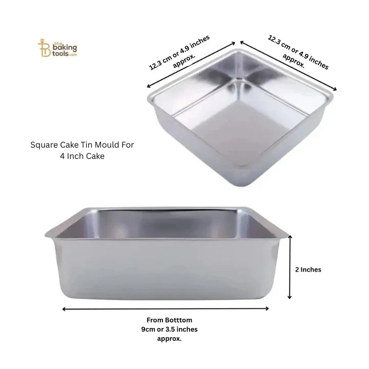 Square Cake Tin Mould For 4 Inch Cake or Bento Cake (No Damage Claims)