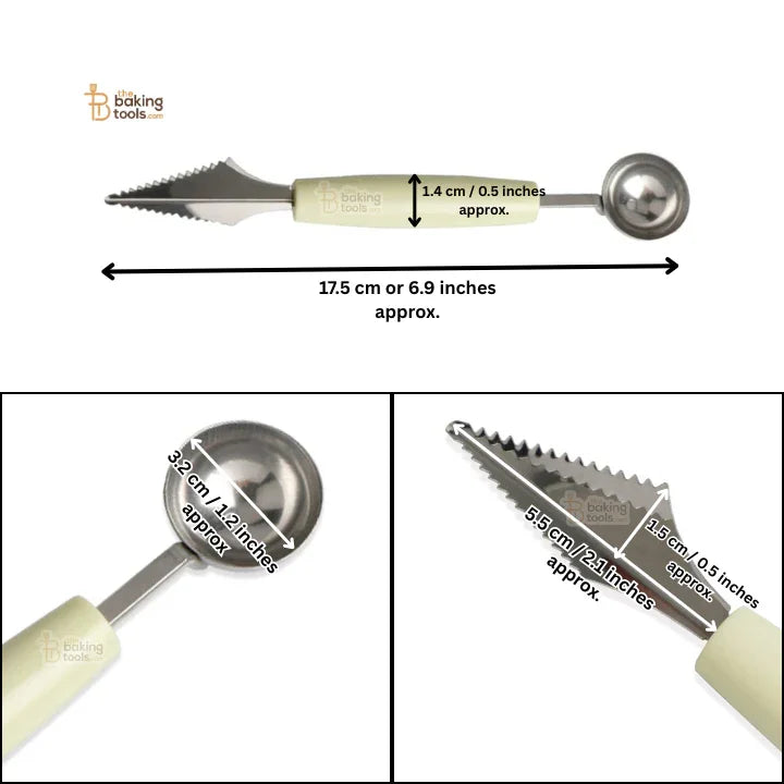 Stainless Steel Baller and Fruit Carving Knife Scooper – 2-in-1 Scoop Carving Tool