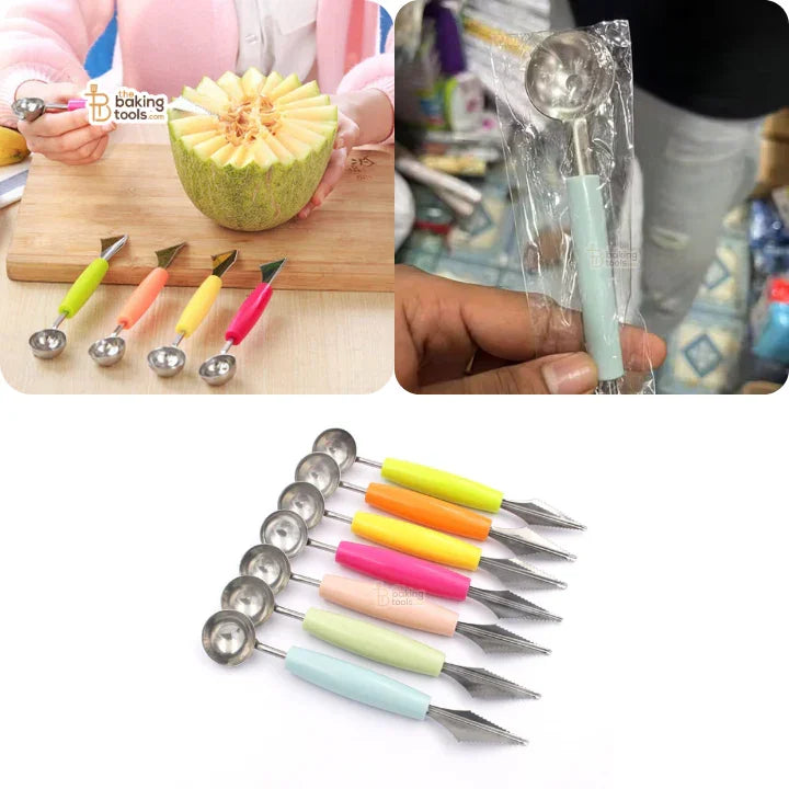Stainless Steel Baller and Fruit Carving Knife Scooper – 2-in-1 Scoop Carving Tool
