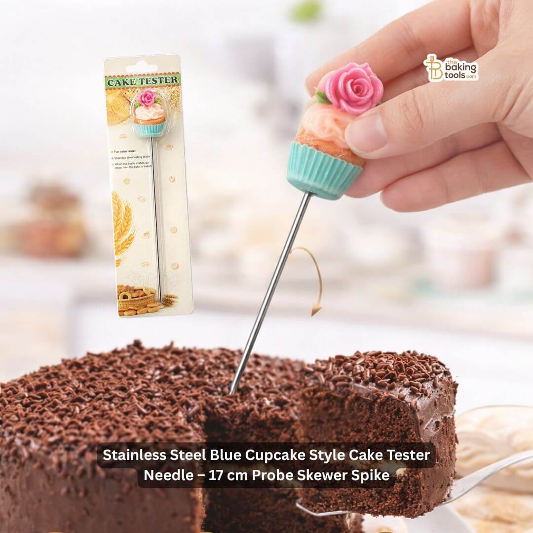Stainless Steel Blue Cupcake Style Cake Tester Needle – 17 cm Probe Skewer Spike