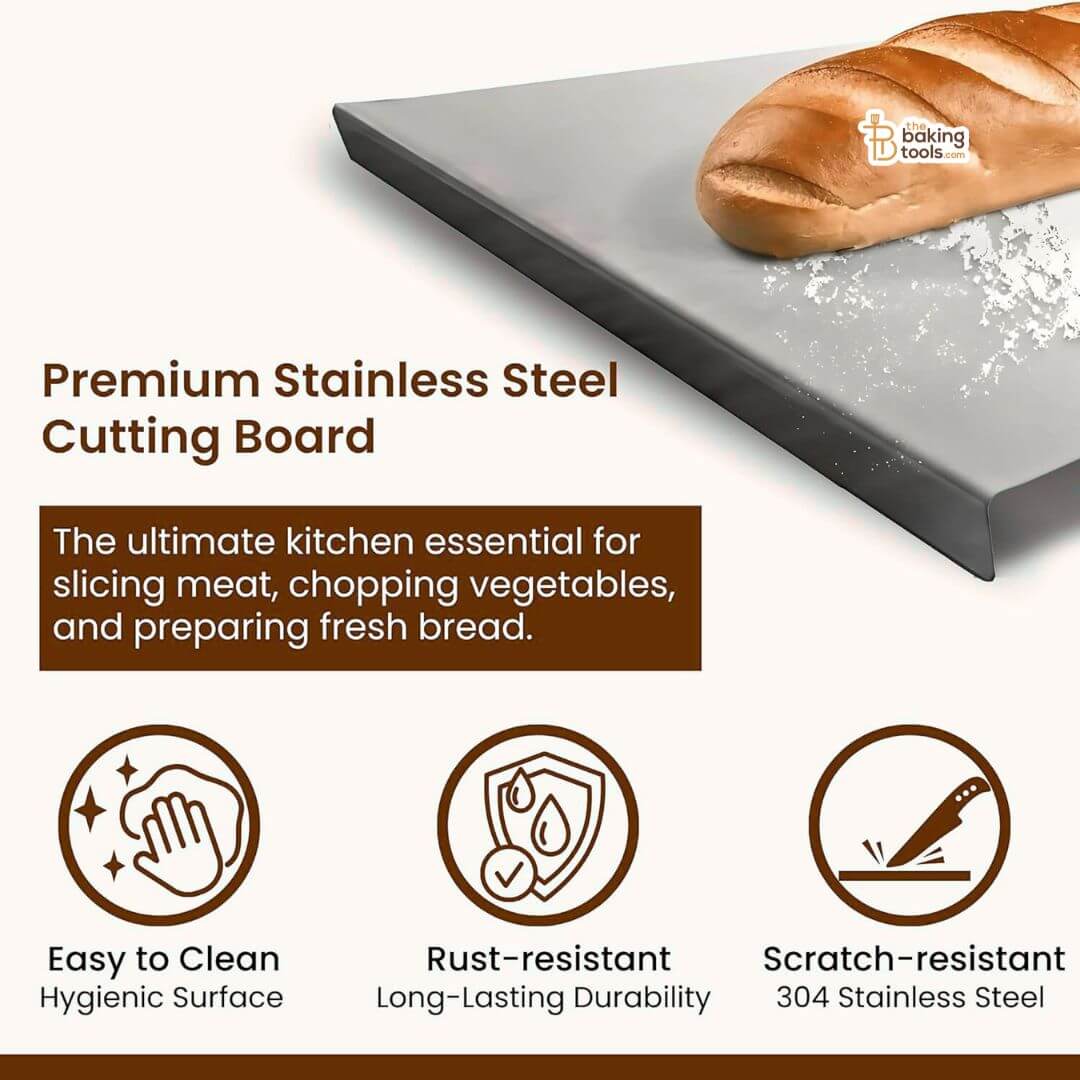 Stainless Steel Cutting Board with Counter Hook, 42x29cm