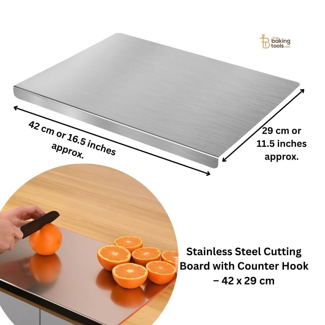 Stainless Steel Cutting Board with Counter Hook, 42x29cm