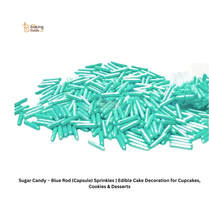Sugar Candy – Blue Rod (Capsule) Sprinkles | Edible Cake Decoration for Cupcakes, Cookies & Desserts