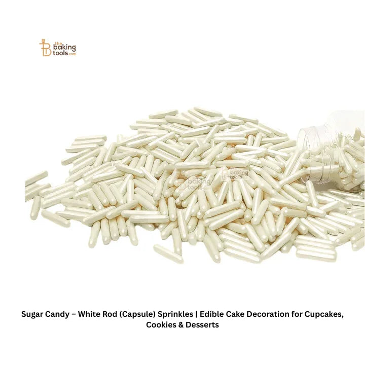 White Rod Sugar Candy Sprinkles – Edible Cake Decoration