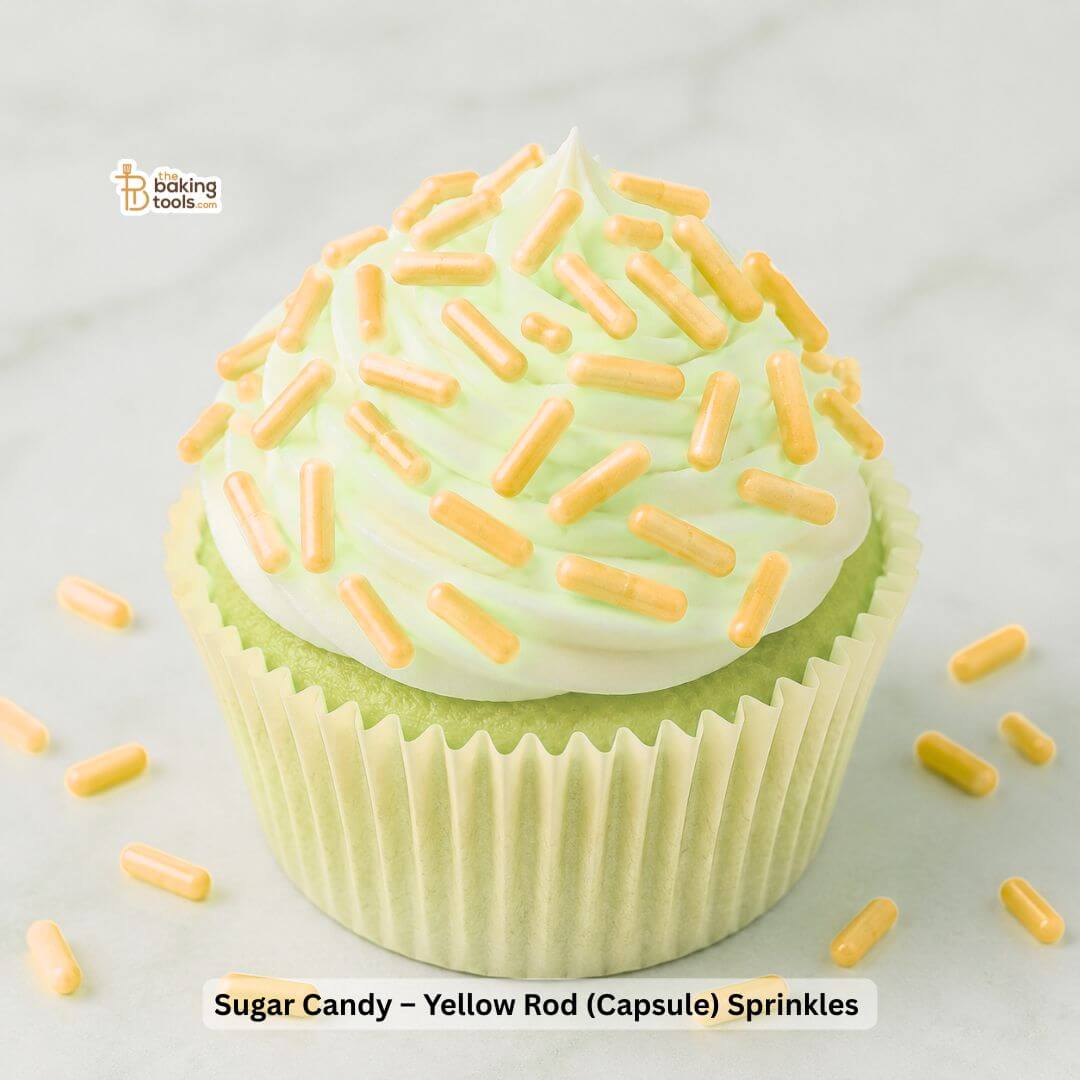 Sugar Candy – Yellow Rods Capsule Sprinkles | Edible Cake Decoration for Cupcakes and Desserts