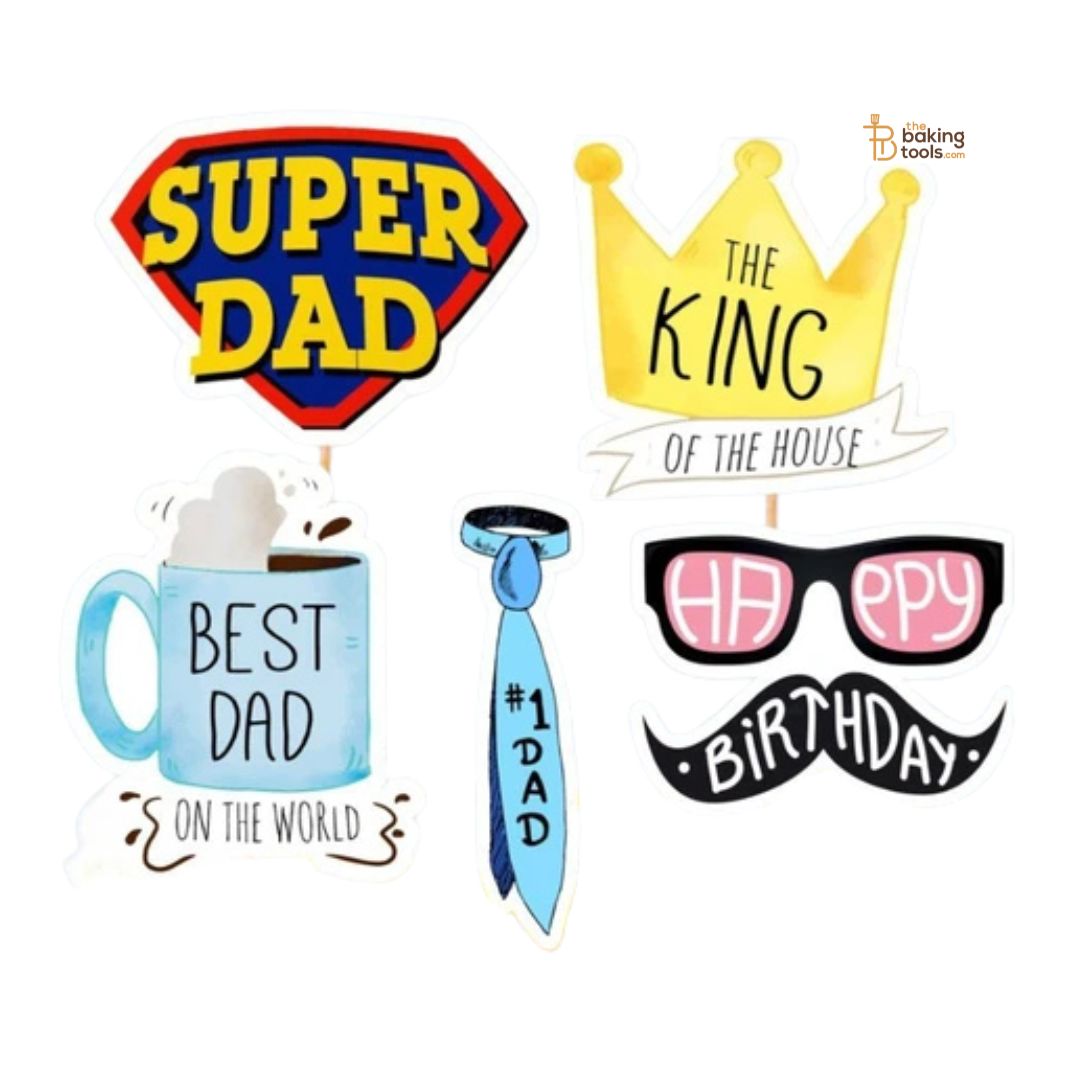 Father’s Day Cake Topper Set | Super Dad & King of the House Birthday Topper Set - 002